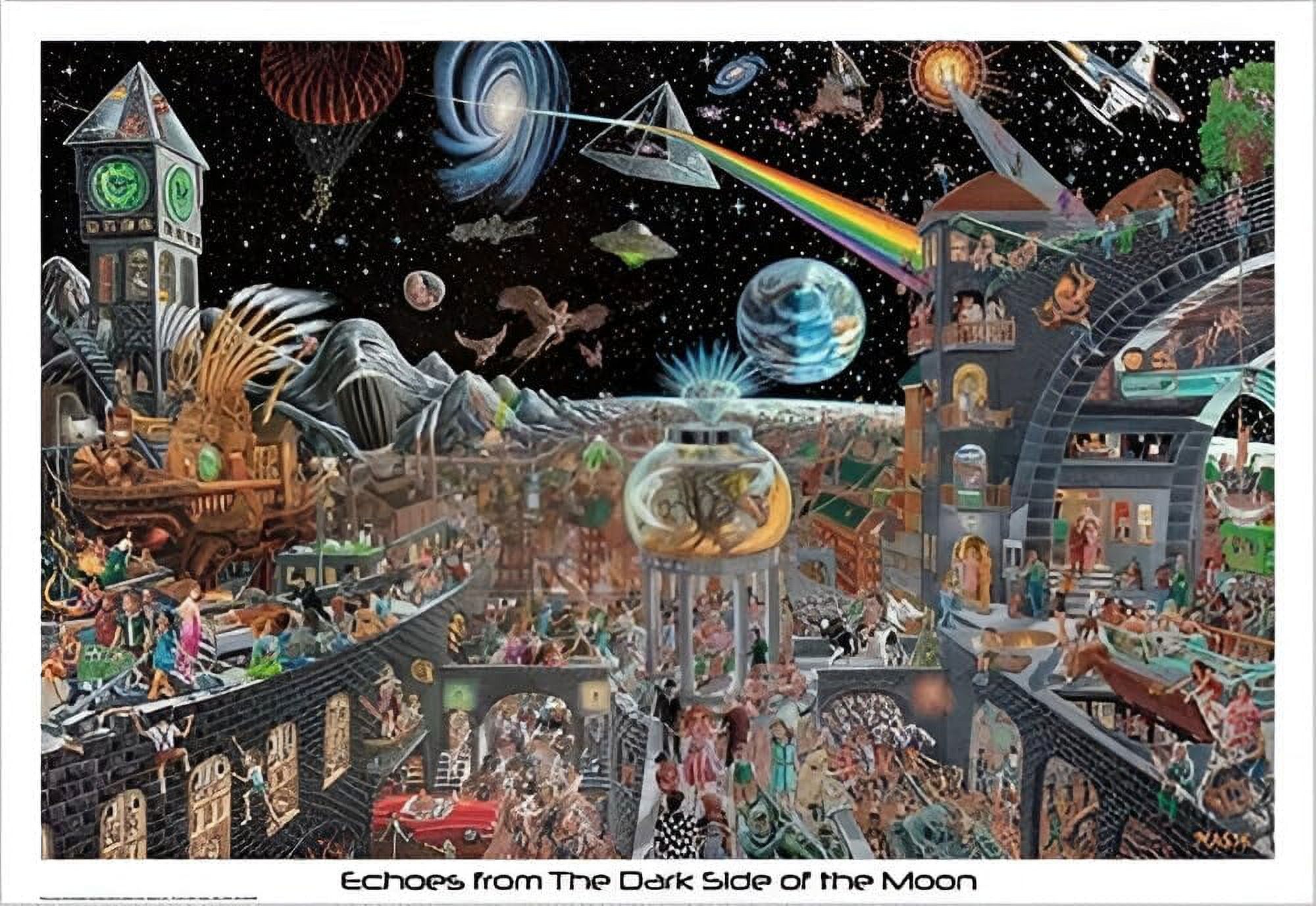 AVOI POSTER Echoes from The Dark Side of The Moon 50 Pink Floyd Songs by Tom Masse 32x22 Music Art Print Poster Rock and Roll Man Cave